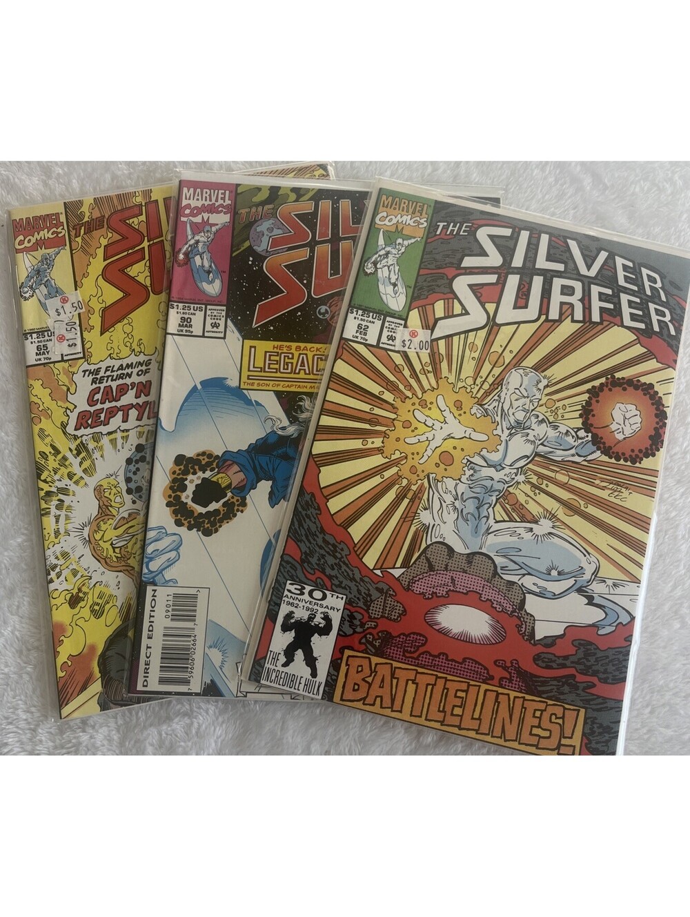 RARE VINTAGE 90s Marvel Silver Surfer Comic Book Bundle Lot of 3